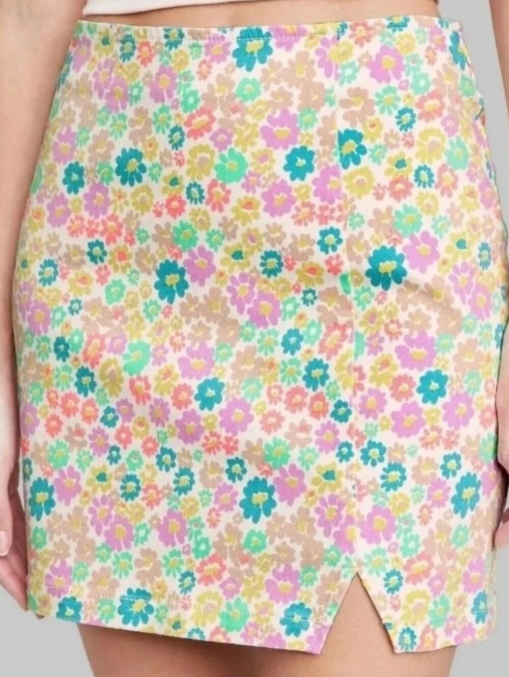 Wild Fable Blue Neon Pink Purple Floral Mini Skirt Size 8 New
